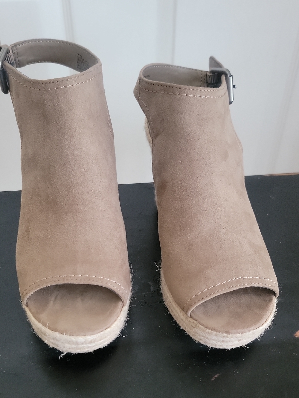 Universal Thread Taupe Suede Espadrille Wedge Sandals